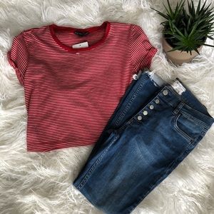 Midi red and white stripped shirt T-shirt.